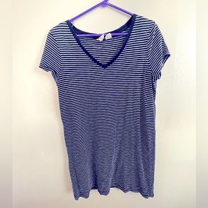 Blue & white striped tee shirt dress